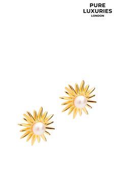 Pure Luxuries London Sterling Silver & Pearl Valerie Sunburst Earrings (T87375) | ₪ 116
