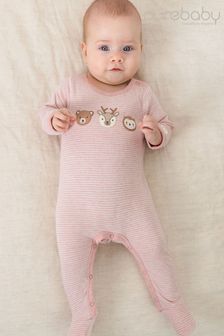 Purebaby Pink Mini Stripe Forest Family Growsuit (T87433) | €32
