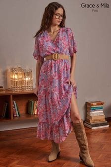 Grace & Mila Emilie Pink/Blue Maxi Dress (T87698) | €36