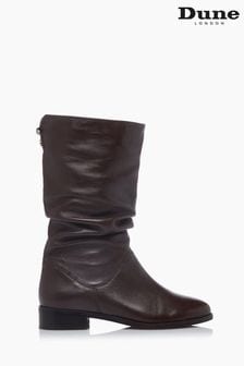 Brązowy - Dune London Rosalindas Wide Fit Ruched Calf Boots (T87760) | 297 zł