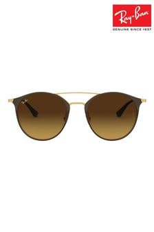 Ray-Ban Large RB3546 Round Double Bridge Brown Sunglasses