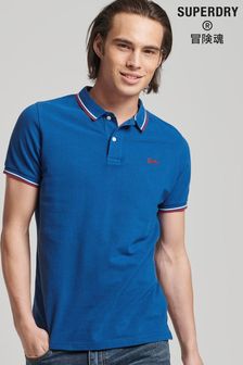 חולצת פולו עם שרוולים קצרים ופס של Superdry דגם Vintage מכותנה אורגנית בכחול (T88179) | ‏163 ₪