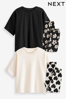 Черный/белый - 2 пижамы со спортивными брюками (9 мес. - 16 лет) (T88551) | €24 - €39