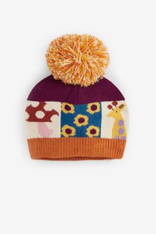 Purple Patchwork Knitted Baby Pom Hat (0mths-2yrs) (T89007) | 255 UAH