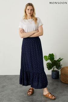 Monsoon Blue Tiered Foil Print Skirt (T89016) | 60 €