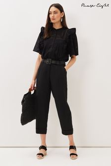 Phase Eight Klarra Black Tapered Linen Trousers (T89070) | €108