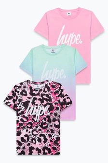 Hype. Girls Pink Fade Leopard T-Shirts 3 Pack (T89185) | AED207