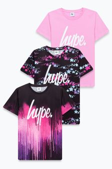 Hype. Girls Pink Drip Star T-Shirts 3 Pack (T89186) | €44