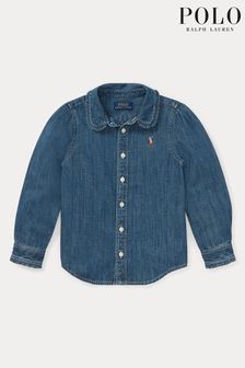 Polo Ralph Lauren Girls Blue Denim Logo Shirt (T89300) | €46 - €52