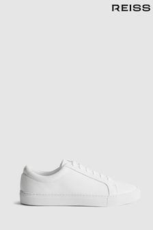 Reiss White Luca Grained Leather Trainers (T89336) | KRW355,500