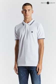 Weiß - Pretty Herren Barton Polo-Shirt mit Kontraststreifen, Grün (T89352) | 46 €