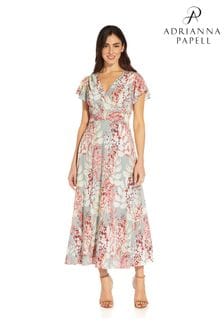 Adrianna Papell Pink Floral Printed Fit And Flare Dress (T89374) | €117