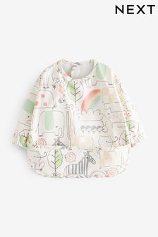 White Animal Print Baby Weaning and Feeding Sleeved Bib (6mths-3yrs) (T89397) | €11.50 - €13