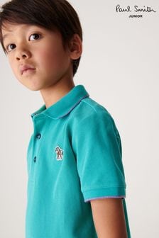 Бирюзовый/синий - Рубашка поло для мальчиков с короткими рукавами и логотипом "зебра" Paul Smith (T89458) | €59 - €62