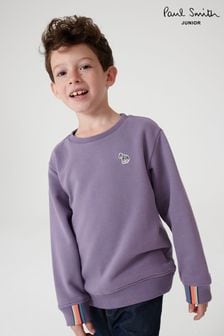 Fioletowy - Chłopięca bluza z okrągłym dekoltem Paul Smith Junior z motywem zebry (T89469) | 240 zł