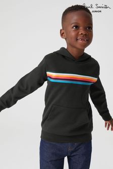 Czarna chłopięca bluza z kapturem Paul Smith junior, z motywem pasków (T89475) | 271 zł