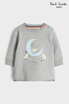 Paul Smith Baby Boys Long Sleeve Grey 'Moon' T-Shirt (T89494) | €18