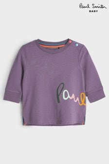 Paul Smith Baby Boys Long Sleeve Purple Signature T-Shirt (T89503) | €18