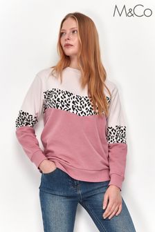 Różowa bluza M&Co w bloki kolorów z motywem panterki (T89616) | 152 zł