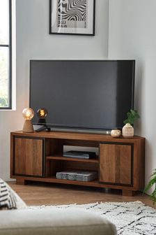 Dark Colton Mango Wood Up to 46 inch Corner TV Unit (T89685) | €610
