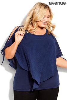 Avenue Blue Shelly Cold Shoulder Overlay Top (T89812) | 88 zł
