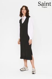 Saint Tropez Grey Mila Long V-neck Vest Dress (T89955) | 74 €
