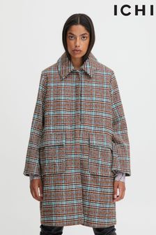 Ichi check padded coat top