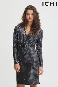 ICHI Black Long Sleeve Mini Dress (T8Y154) | €31