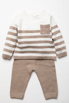 Set Pantaloni și top tricotat Bonjour Bebe Natural (T90068) | 120 LEI