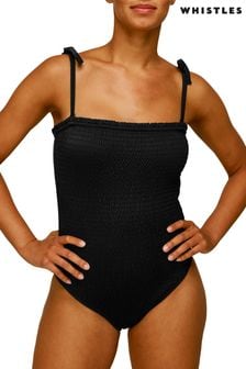 Whistles Black Shirred Tie Strap Swimsuit (T90431) | €47.50
