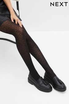 Black Animal Print Patterned Tights 1 Pack (T90535) | €10
