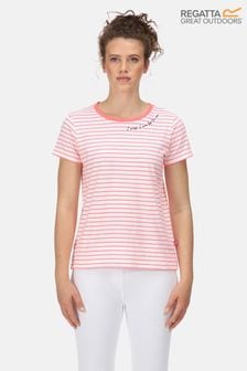 Różowa pasiasta koszulka Regatta Odalis (T90555) | 42 zł