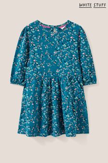 White Stuff Blue Dotty Printed Jersey Dress (T90614) | ₪ 106
