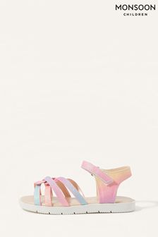 Monsoon Pink Pastel Rainbow Shimmer Sandals (T90804) | €12 - €13