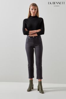 LK Bennett Ella Black Denim Straight Leg Jeans (T90908) | $213