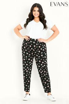 Evans Black Tapered Print Trousers (T91047) | €40