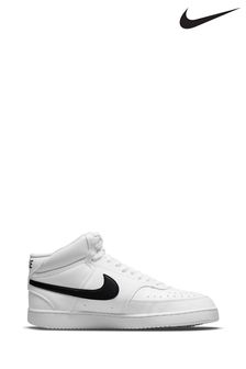 Nike White/Black Court Vision Mid Trainers (T91077) | $132