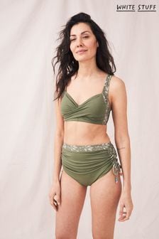 White Stuff Green Patchwork Panel High Waist Bikini Bottoms (T91190) | €7