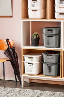 Orthex Grey Smartstore Set of 4 13L Baskets With Lids
