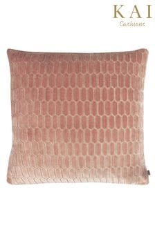 Kai Pink Rialta Geometric Cut Velvet Square Feather Filled Cushion (T91502) | ₪ 167