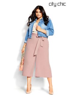 City Chic Pink Nouveau Tie Trousers (T91551) | €18