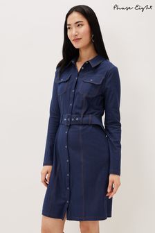 Phase Eight Kathryn Blue Denim Fitted Jersey Dress (T91581) | €113