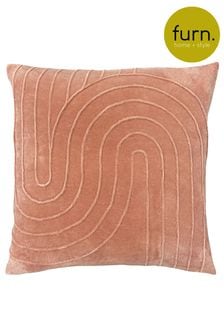 furn. Blush Pink Mangata Linear Cotton Velvet Square Cushion (T91593) | 140 SAR