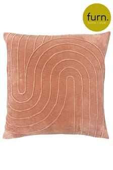 Furn Blush Pink 100% Cotton Mangata Linear Cotton Velvet Square Cushion (T91593) | $38