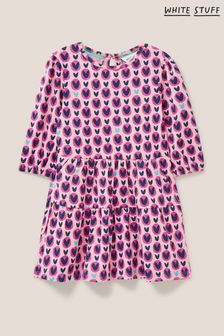 White Stuff Pink Heart Printed Jersey Dress (T91599) | OMR12