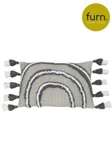 furn. Grey Rainbow Cotton Tufted Tasselled Cushion (T91714) | €19