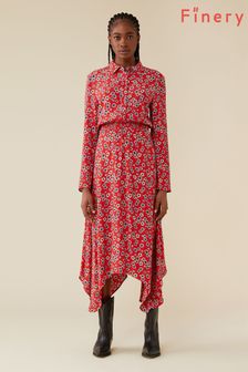 Finery Red Charlie Midi Crepe Floral Printed Dress (T91990) | ₪ 368
