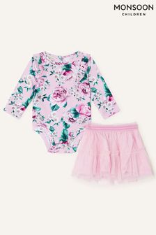 Monsoon Newborns Pink Floral Bodysuit and Tutu Set (T92012) | ₪ 121