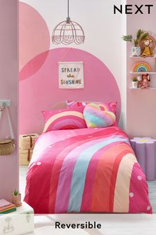 Pink Scandi Rainbow Reversible Duvet Cover and Pillowcase Set (T92426) | €13 - €21