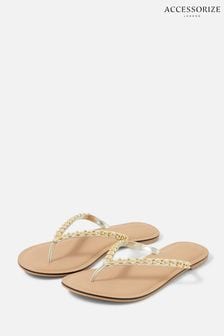 Accessorize Natural Daisy Beaded Flip Flops (T93007) | ₪ 126